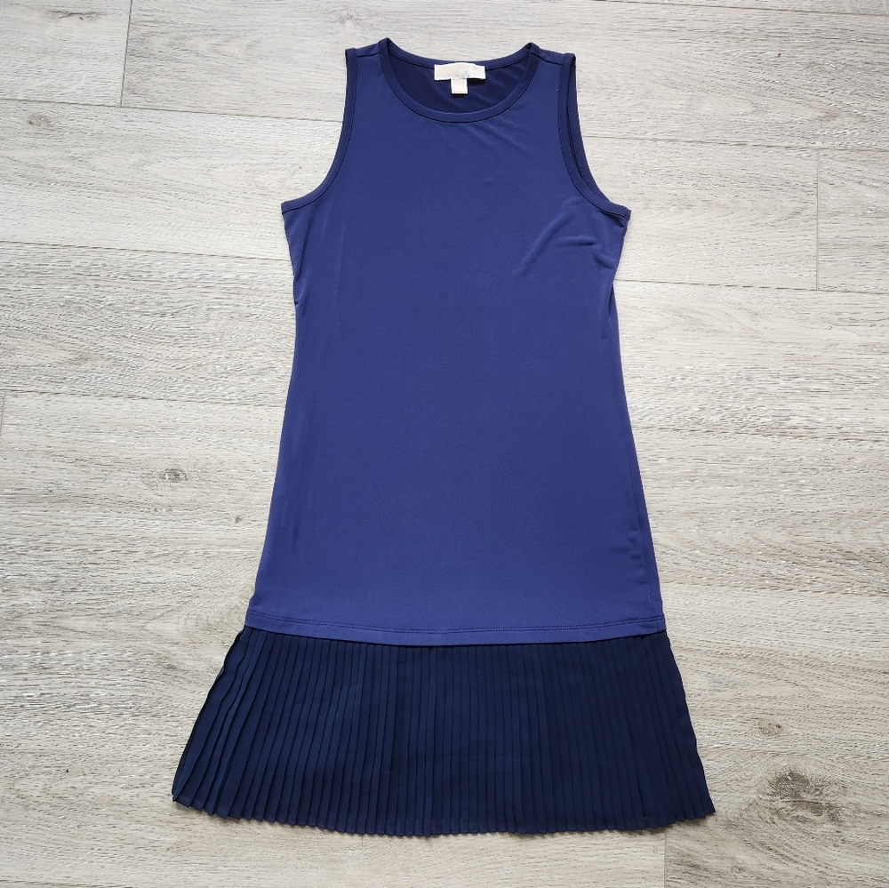 MICHAEL Michael Kors Navy Blue Sleeveless Dress Womens Xs Pleated